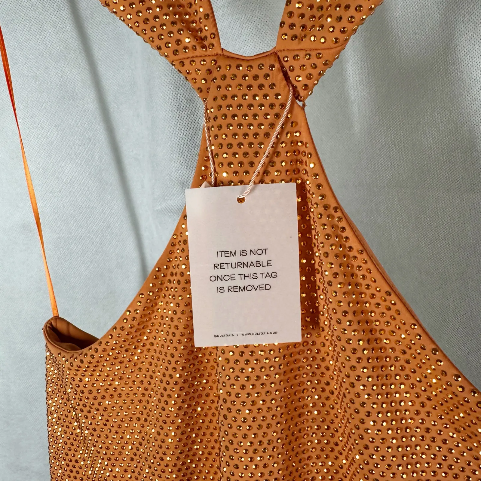 CULT GAIA Dari Metallic Cutout Column Gown Size Medium Cinder - Image 5