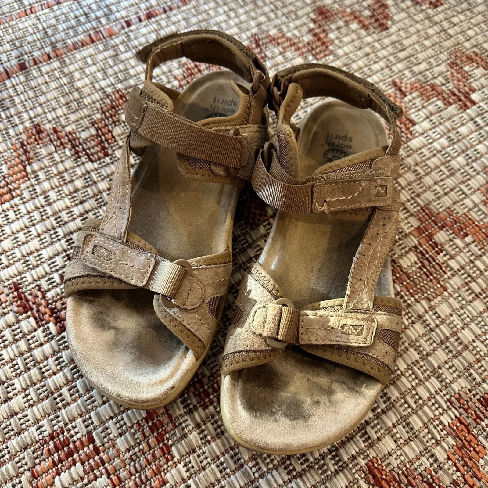 EARTH SPIRIT | Women's Tan Suede Leather Strappy Comfort Walking Sandals, 7.5 - Image 2