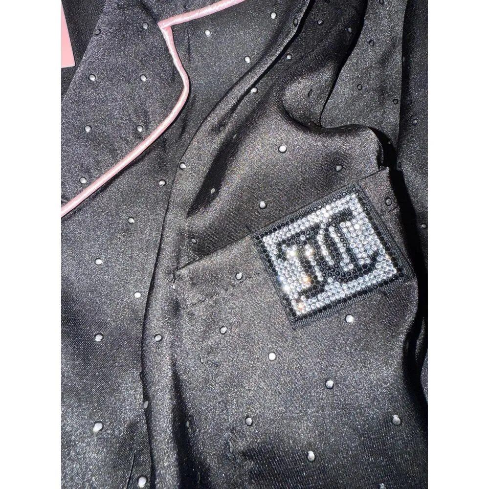 Juicy Couture Black Satin Blinged Womens Pajama Set Size Xlarge - Image 2