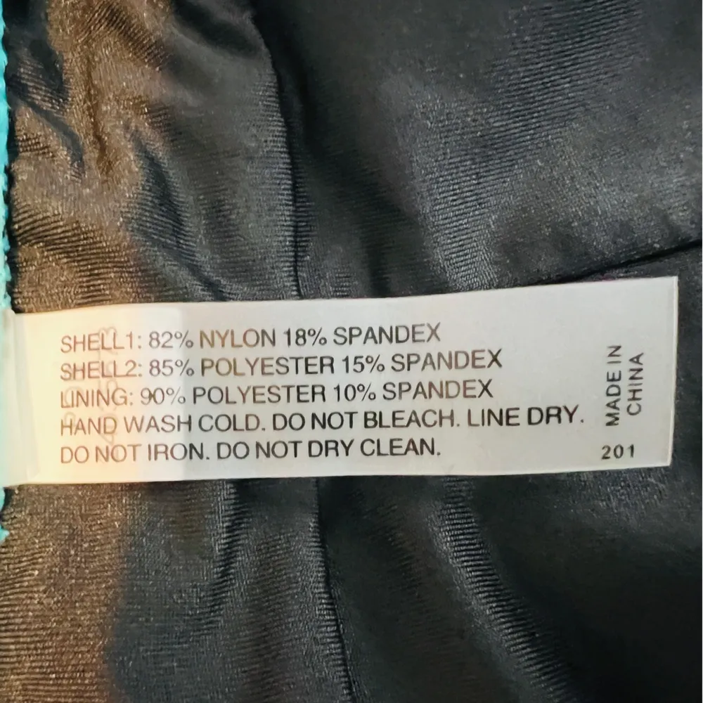 Yonique Size XL Swim Shorts Floral w/Side Ruching w/Stretch Waistband Blue - Image 6