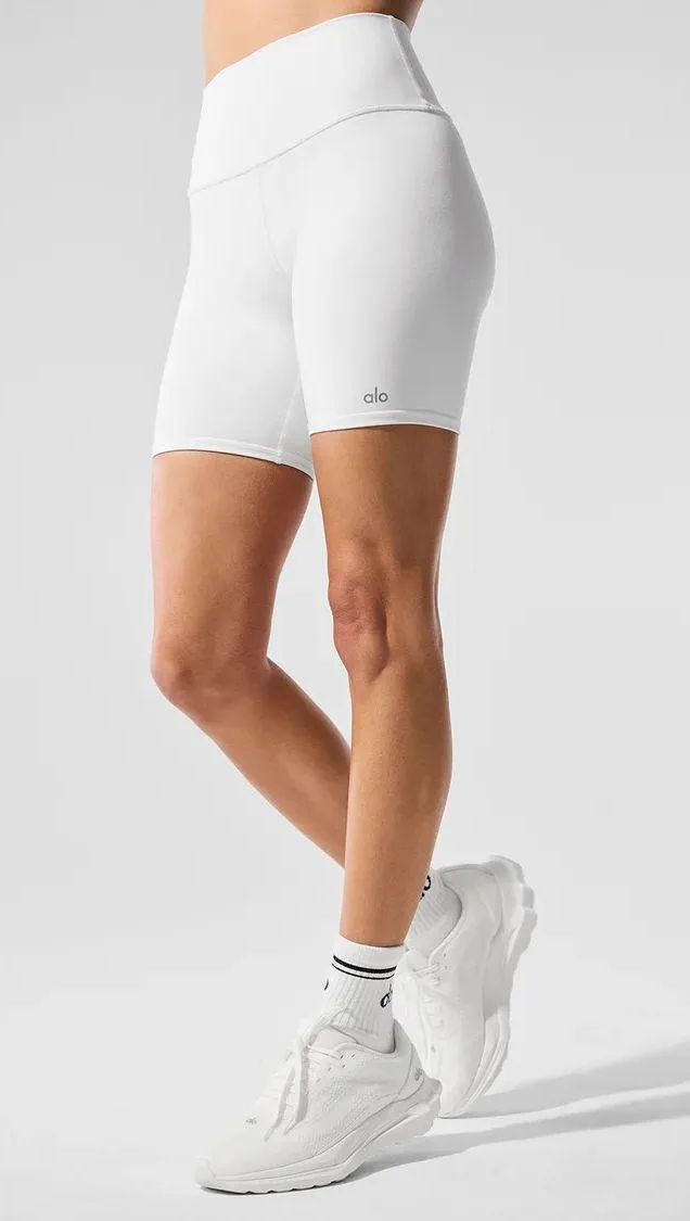 Alo Yoga 7" High-Waist Biker Short  White Major Moves  XS NWT Authentic - Image 3