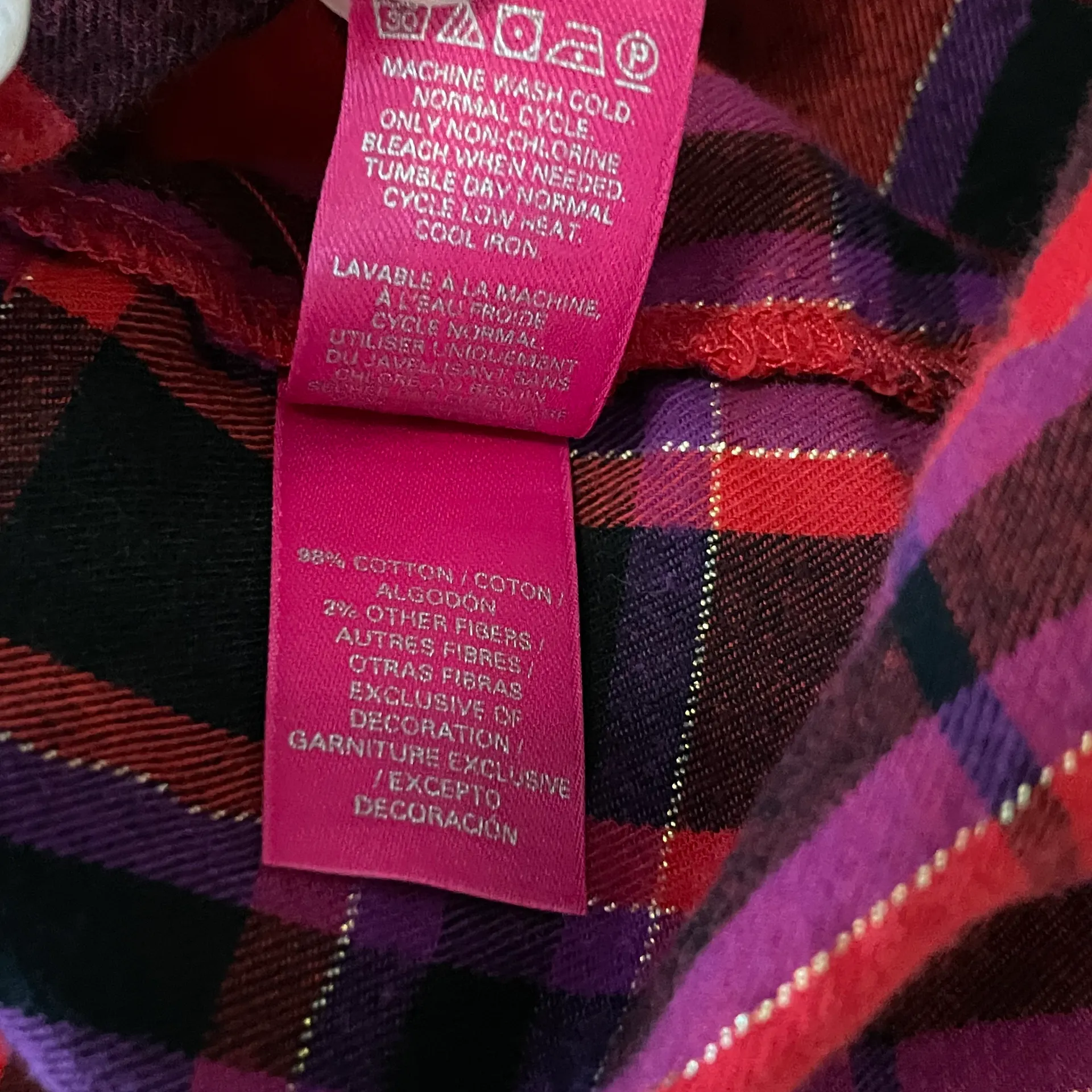 Victoria's Secret  Plaid Button Down Long Sleeve Flannel Shirt Red Purple Black M - Image 12