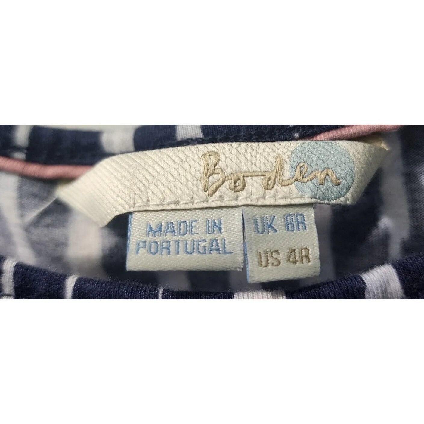 Boden Striped Sleeveless Casual Dress Navy White Print‎ US 4R Blue Size 4 - Image 3