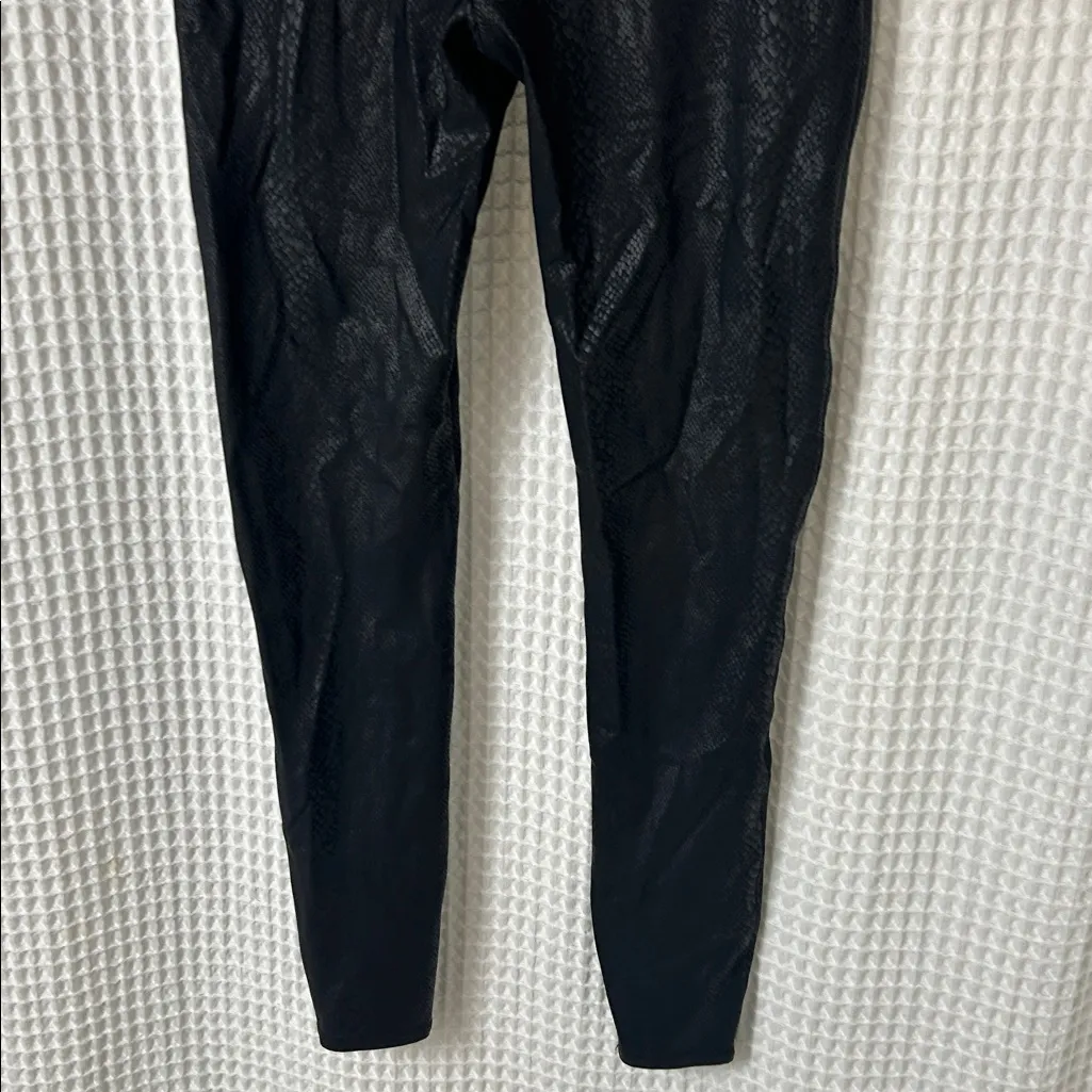 SPANX Black Faux Leather Leggings Pants Animal Snake Print Size XL - Image 9