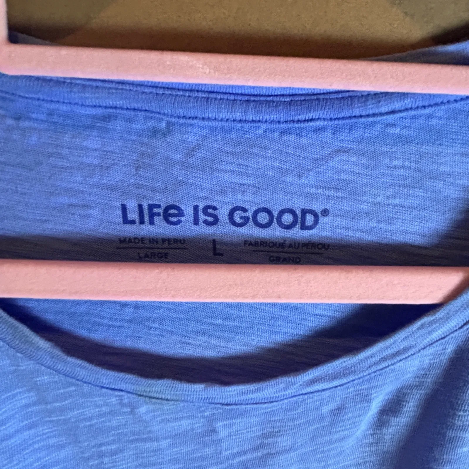 Life is Good Blue Drawstring Waist T Shirt Dress Pockets Casual Comfort Size L - Image 5