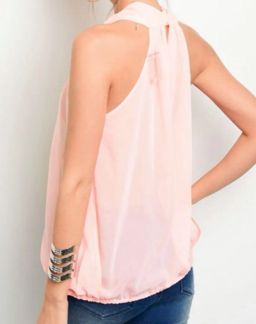 Pink & Yellow Floral Boutique Tank Blouse Size M - Image 2