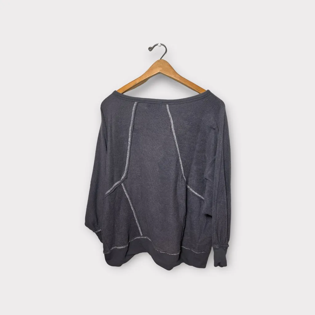 Bucketlist French Terry Relaxed Oversized Top Sweatshirts Berry Pink USA Sz‎ M Gray Size M - Image 3