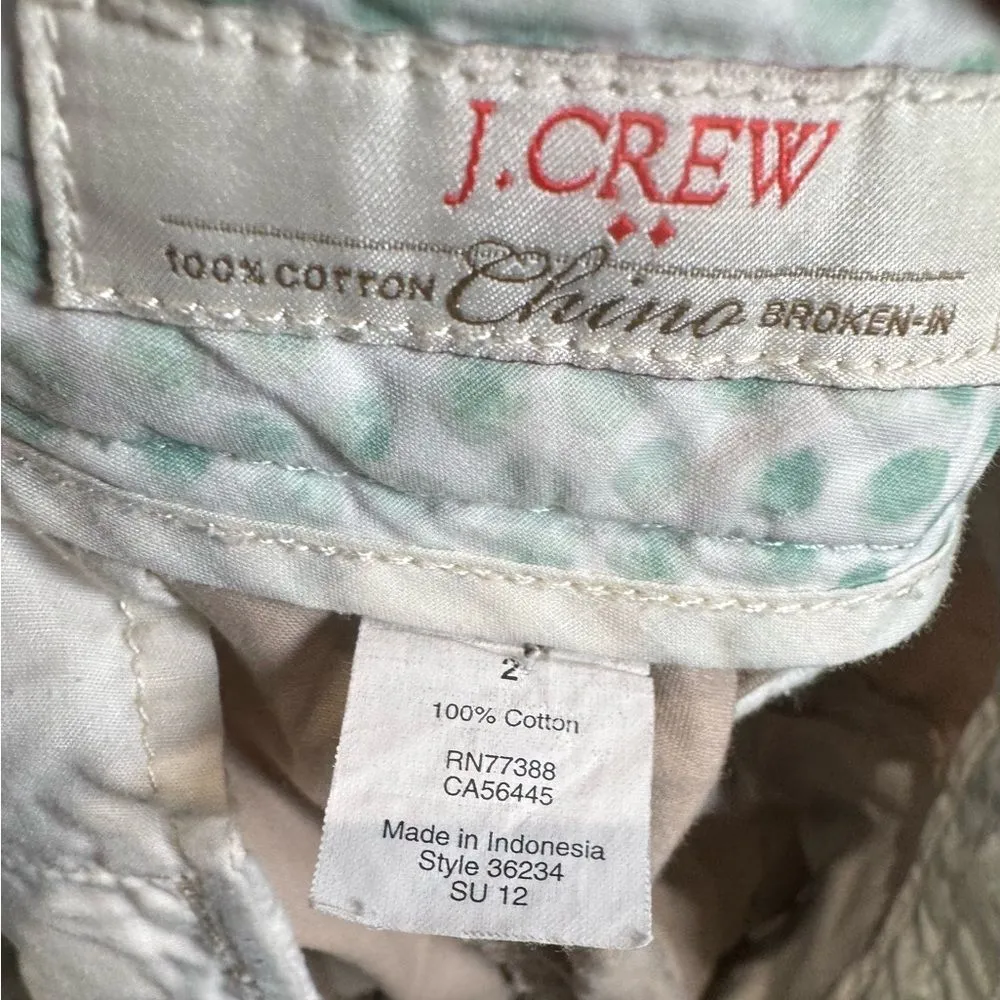 Vintage 00s J.Crew Chino Low Rise Mini Khaki Shorts Size 2 - Image 4