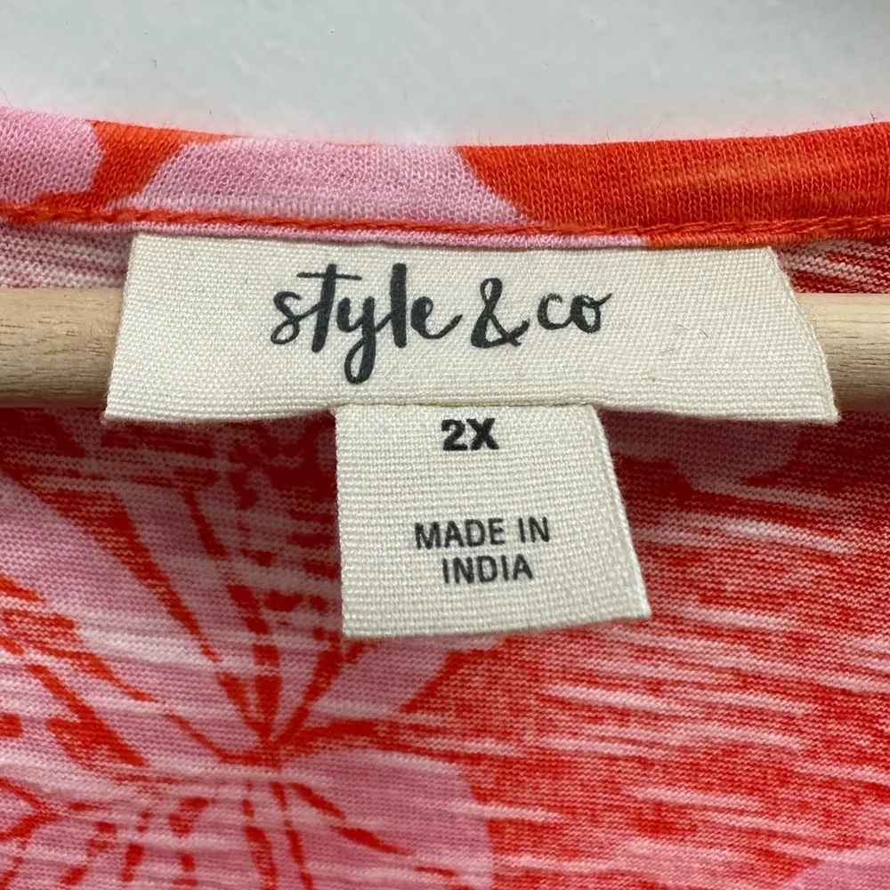 Style and co orange tiered cotton peasant blouse sleeveless size 2X - Image 2