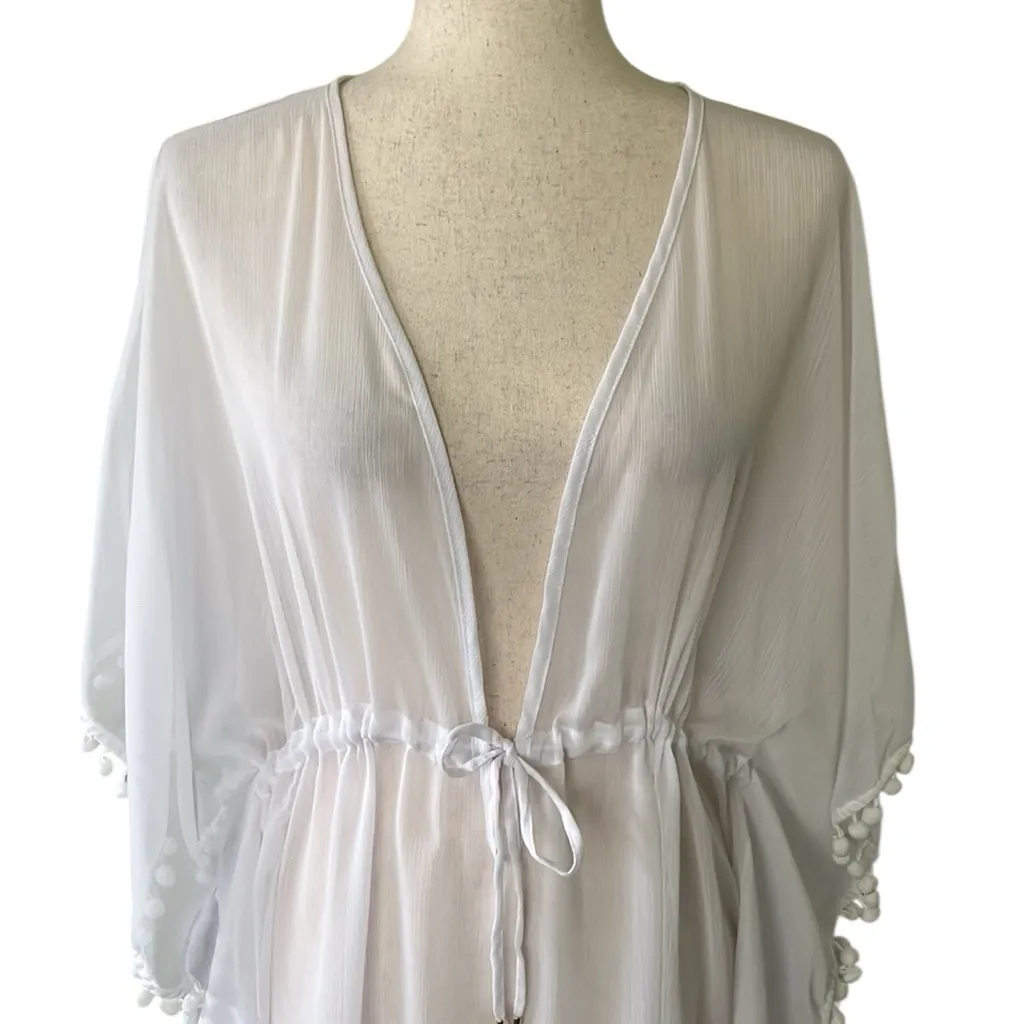 BLEU by Rod Beattie Pompom Sheer Cover-Up Caftan - Image 4