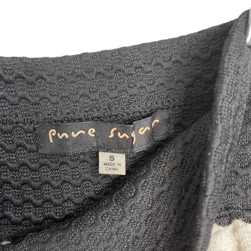 Pure Sugar Black and White Textured Mini Skirt - Image 3