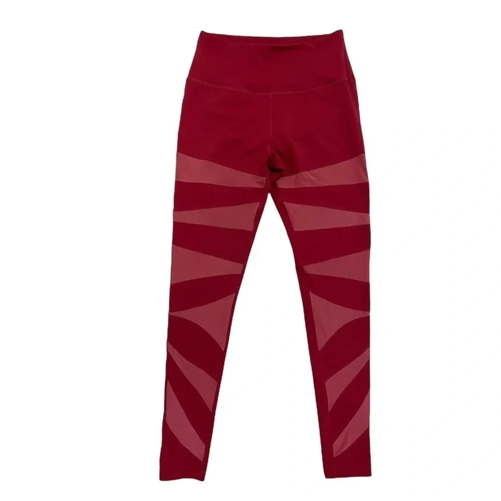 Buffbunny Anastasia Mesh Leggings High Rise Sheer Red Burgundy athletic Pants S - Image 5