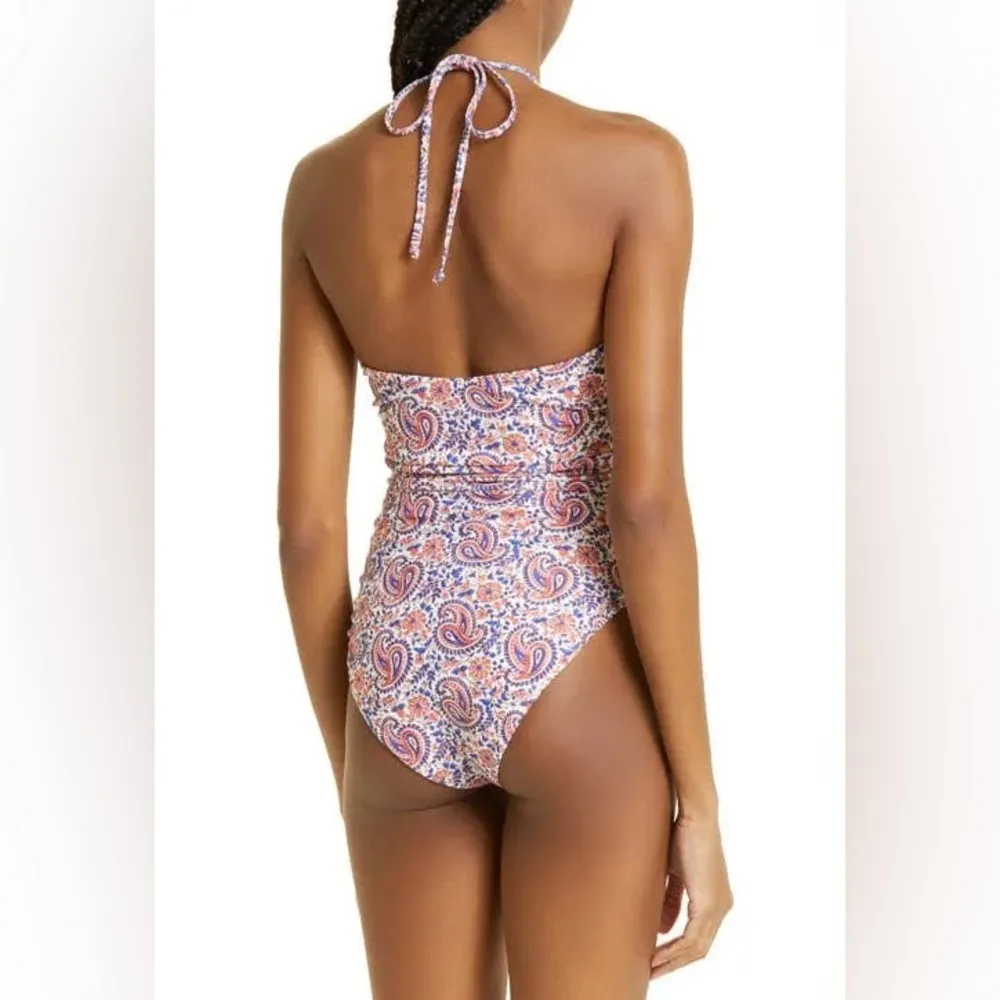 Veronica Beard Hazina Halter Swimsuit in Watermelon/Blue Size L New w/Tag $328 - Image 9