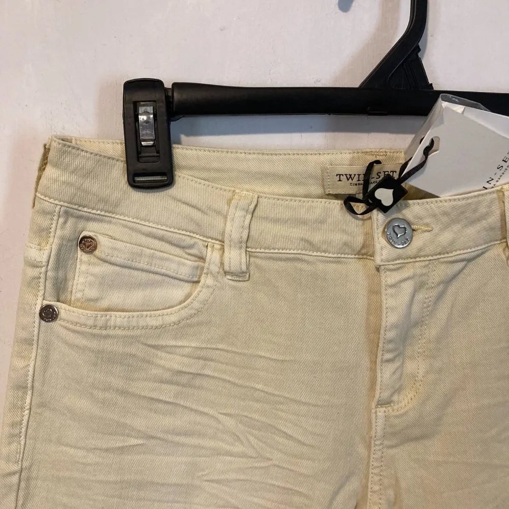 Twin Set junior ladies size 16 beige cream tapered slim leg super stretch jeans - Image 2