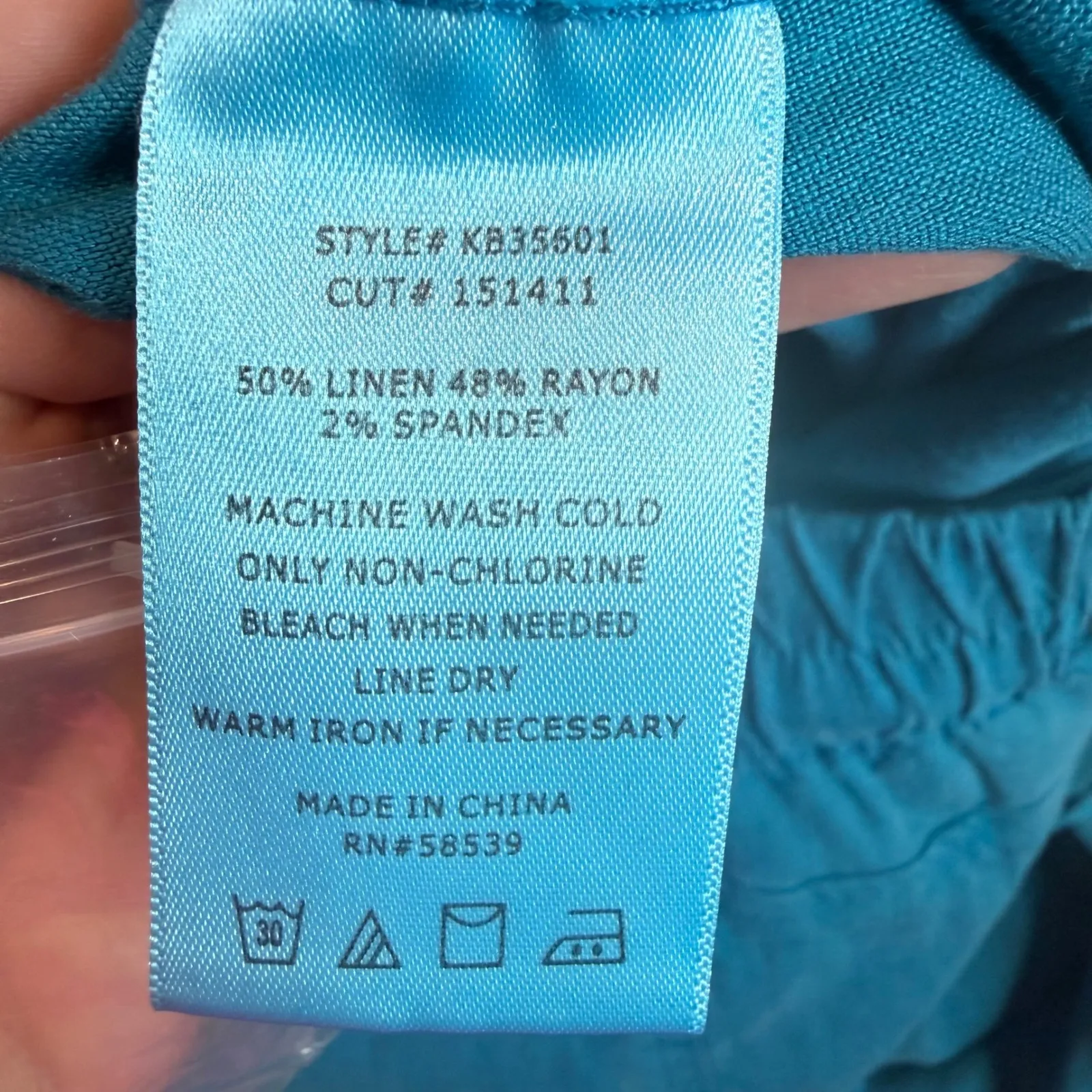 Kut from the Kloth Drawstring Cropped Pants Linen Blend Cerulean Blue Size XL - Image 8