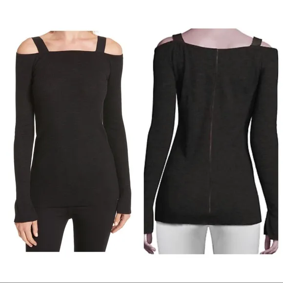 Rag and Bone black surplus wool off shoulder top - Image 2