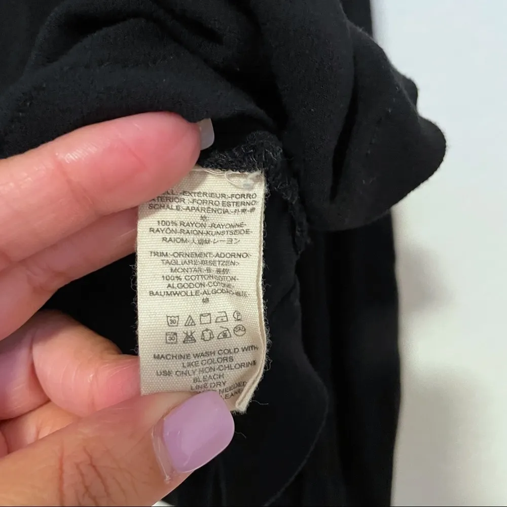 Free People Little Bit Of Love Black Crochet Lace Boho Blouse Top Women’s XS - Image 9