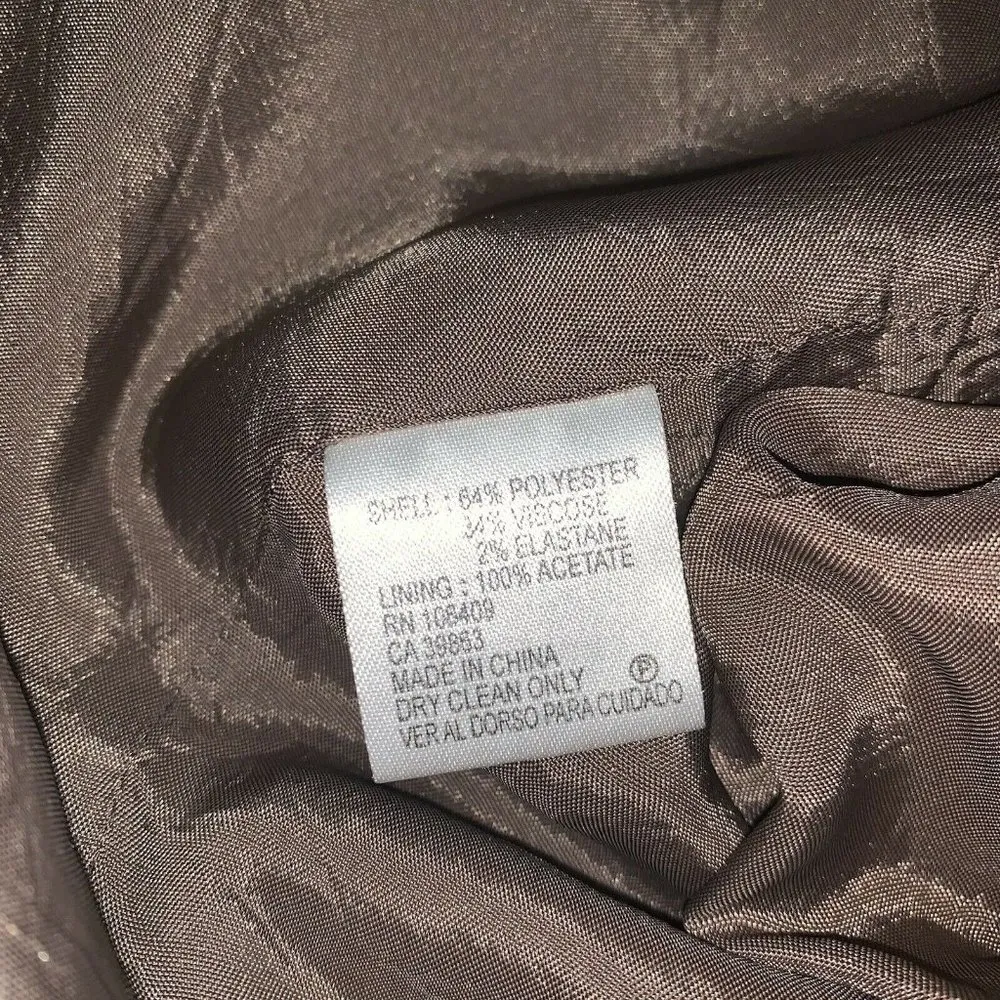 Antonio Melani Womens Blazer Jacket Size 14 Brown Lined Button Career Stretch - Image 5