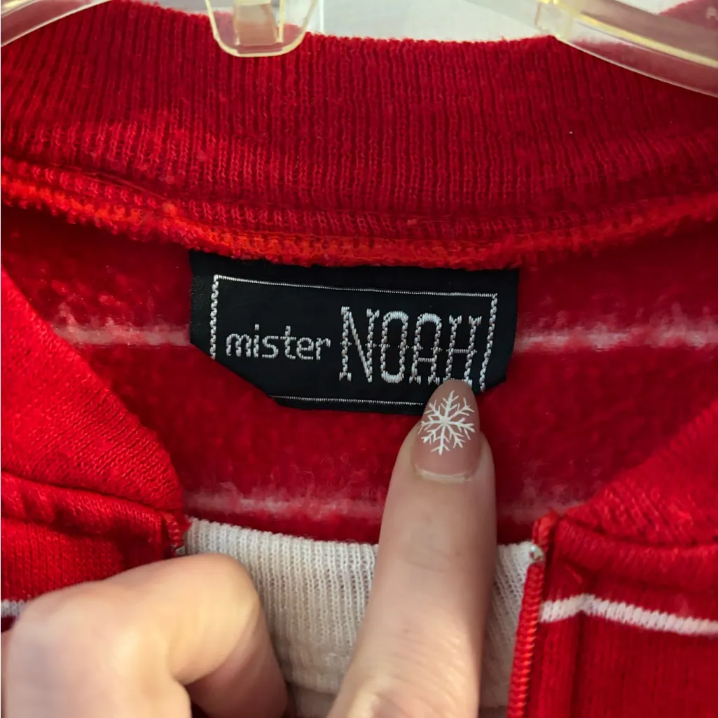 Vintage Mister Noah Red Striped Women's Valentines Day Sweater Size M - Image 3