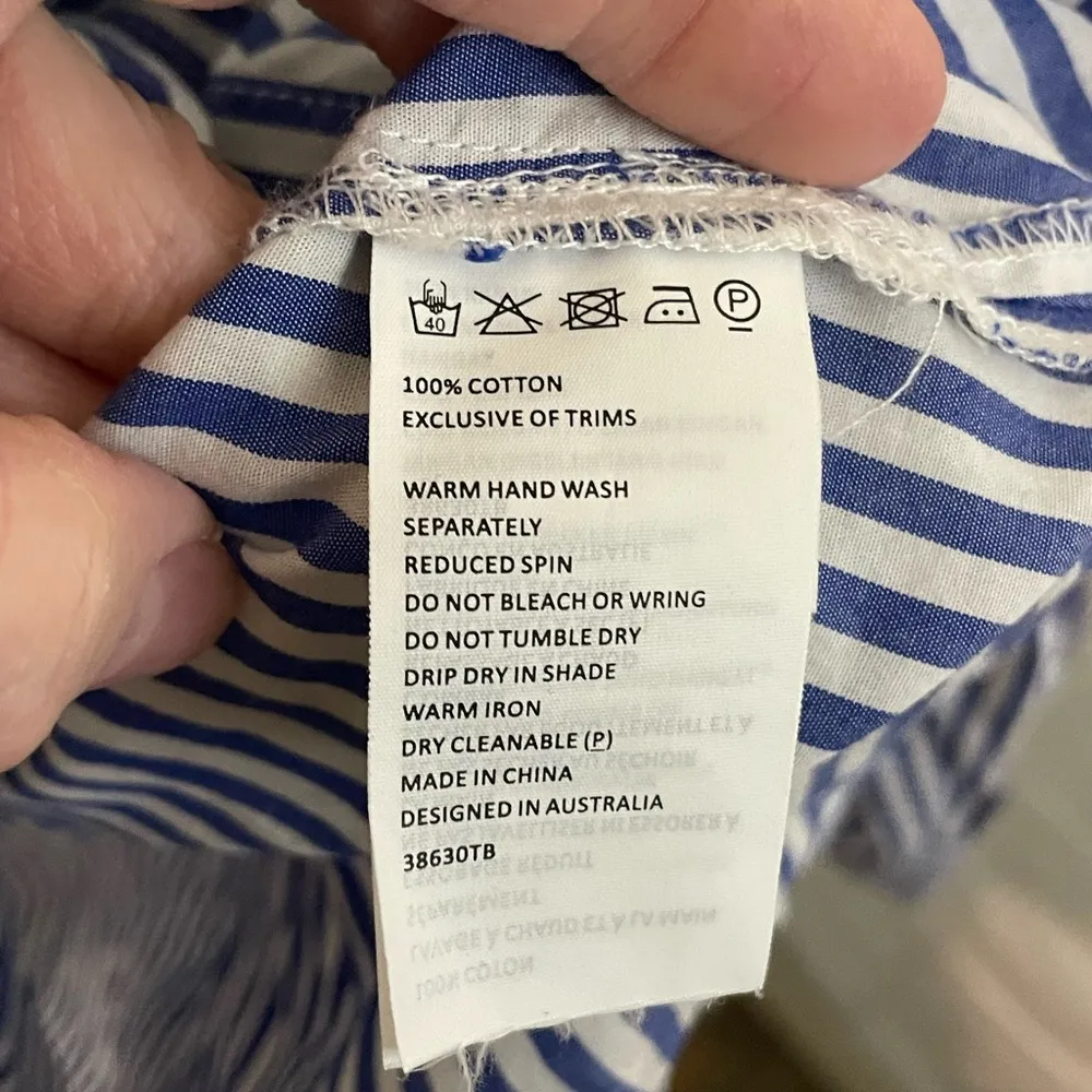 Bardot pinstriped off‎ shoulder button down long sleeve top/shirt/blouse sz 4 XS - Image 6