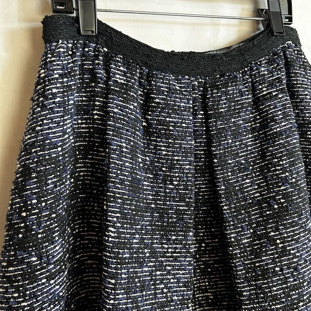 PROENZA SCHOULER Size US 4 Boucle Tweed pleated mini skirt A-line Black Navy - Image 3