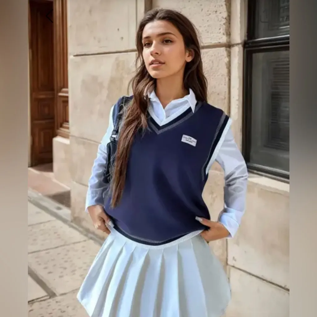 Sweater vest navy blue Size L - Image 2