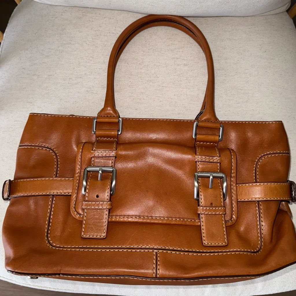 RARE New Vintage Michael Kors Brown Brookville Leather Luggage Satchel Handbag - Image 3