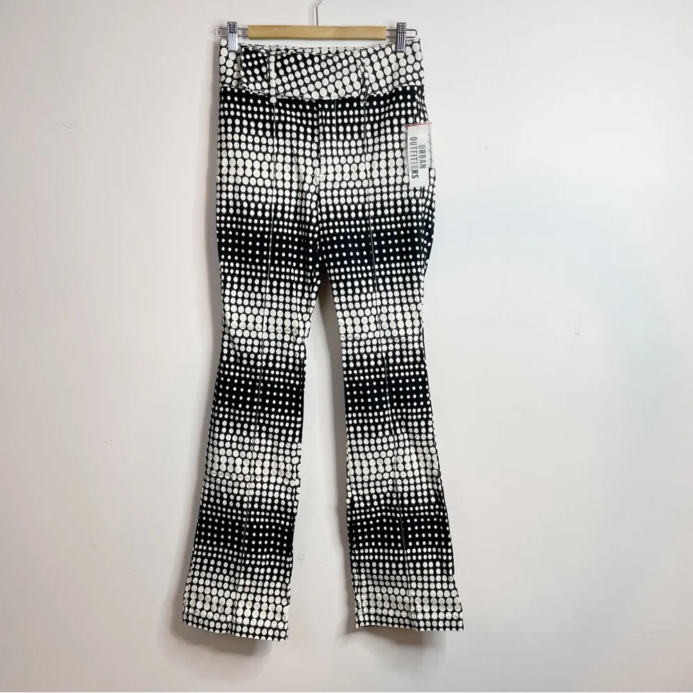 Urban Outfitters Toni Flare Black White Dot High Waist Skinny Pants 10 nwt new - Image 2