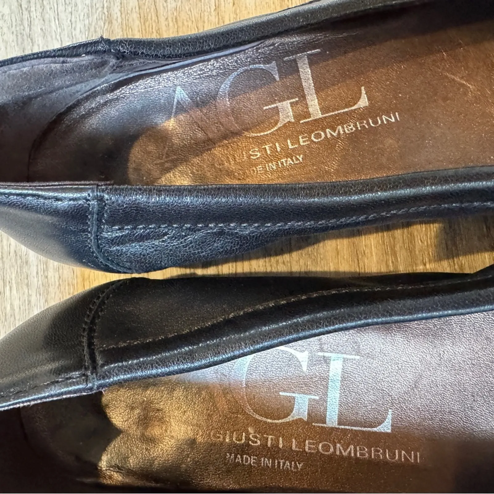 AGL Black Leather Cap Toe Classic Flats Womens 36 Designer Slip On Shoes Size 5.5 - Image 3