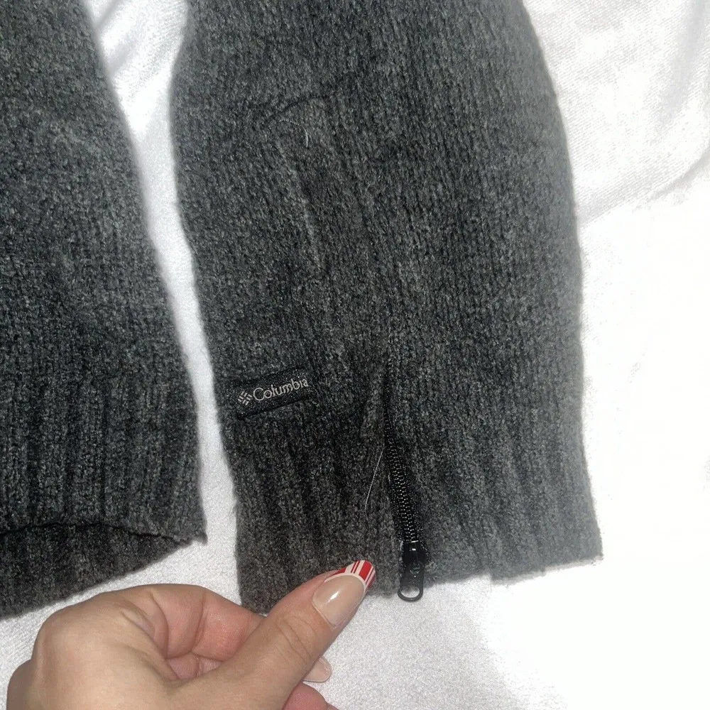 Columbia Women’s 1/4 Zip Up‎ Gray Wool Acrylic Nylon Knit Sweater Sz XL - Image 2