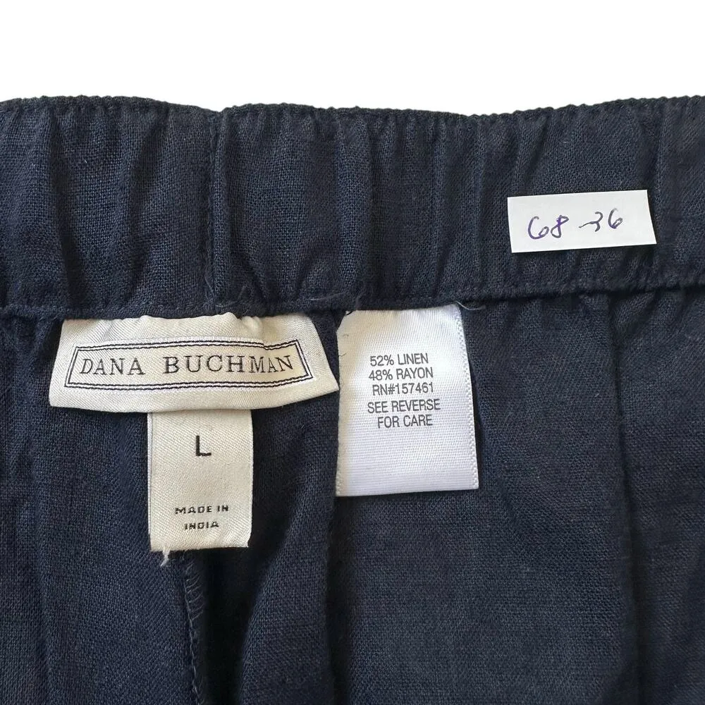 Dana Buchman Blue Linen Cropped Pants Women Size Large NWT | 68-36 - Image 4