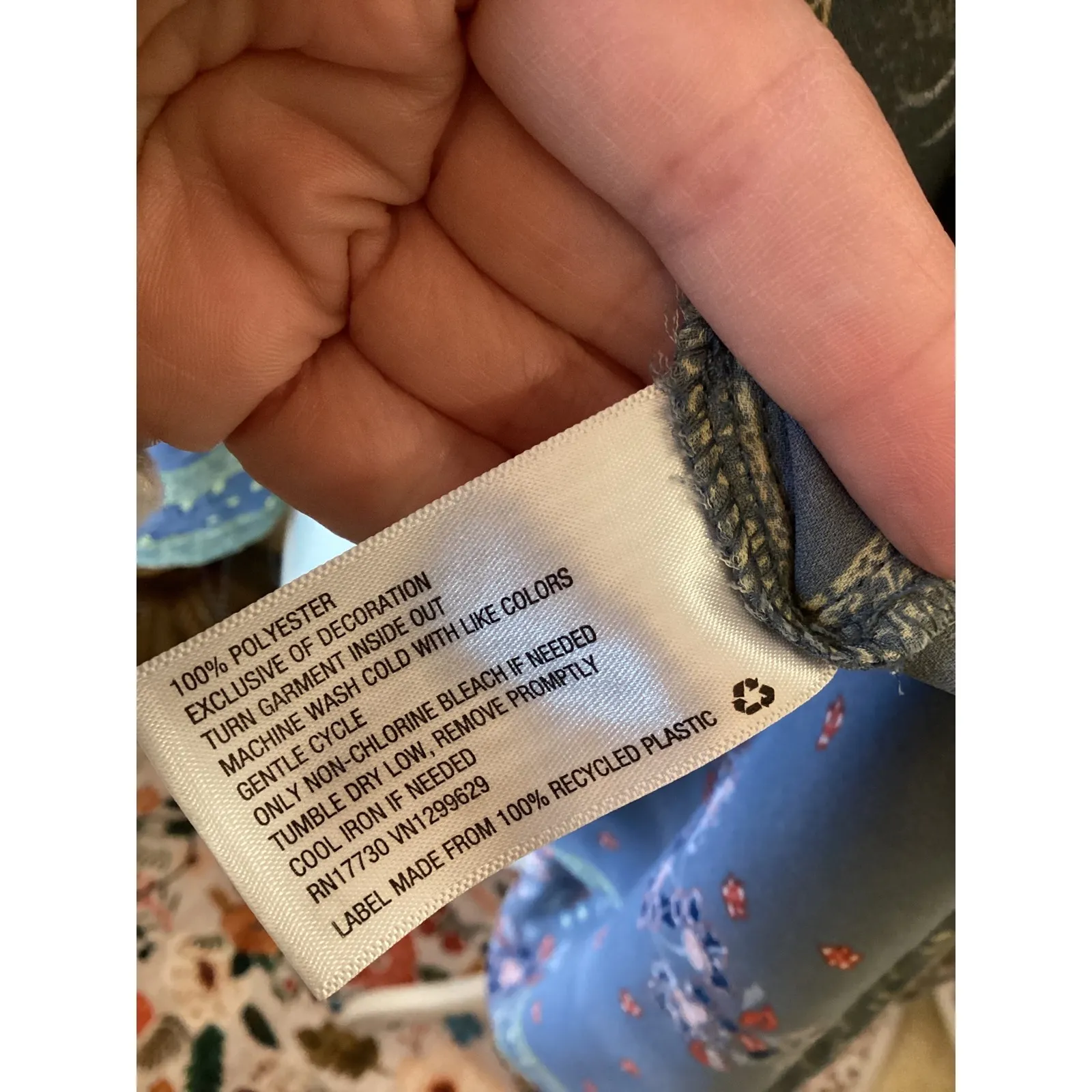 Knox Rose Blue Floral Boho Crochet Bell Sleeve Tunic Top XS - Image 5