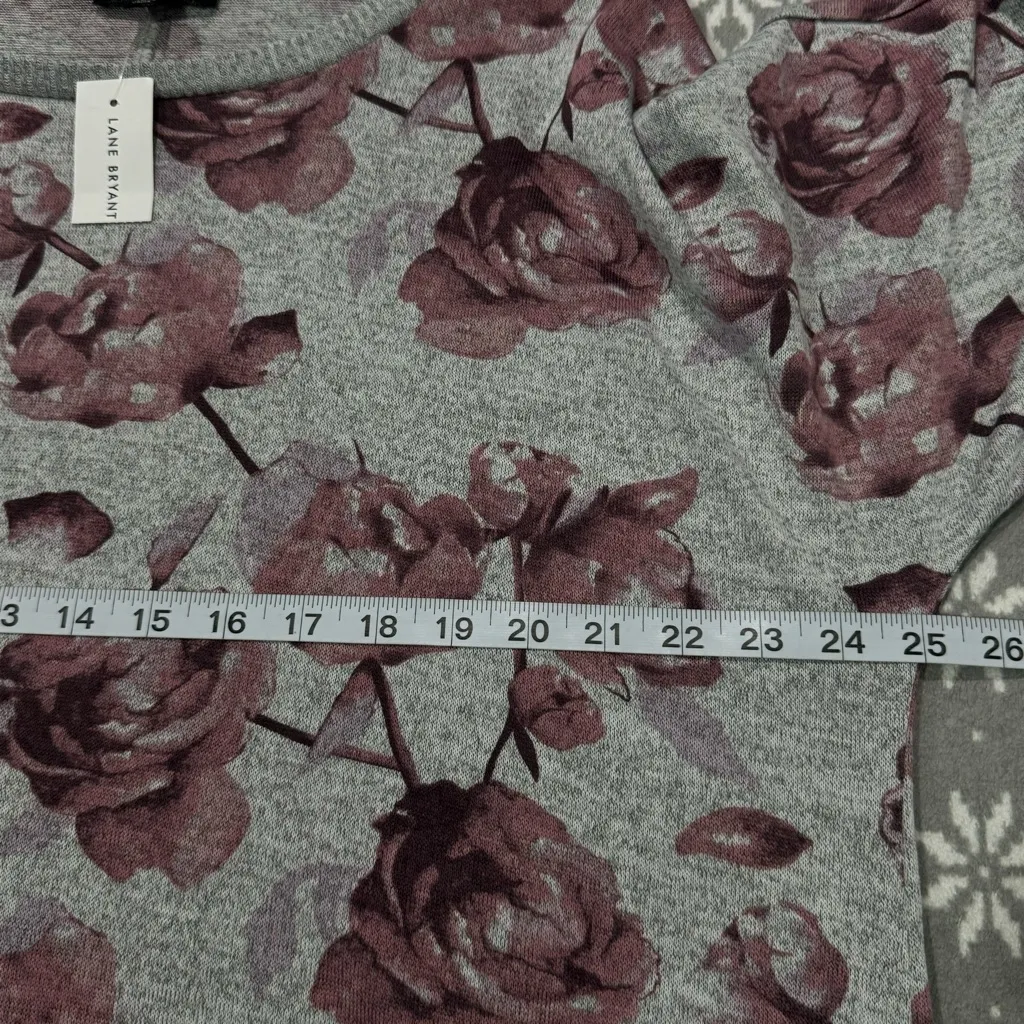 NWT Lane Bryant Floral Pullover Sweater Gray/Purple Floral‎ Size 18/20 - Image 9