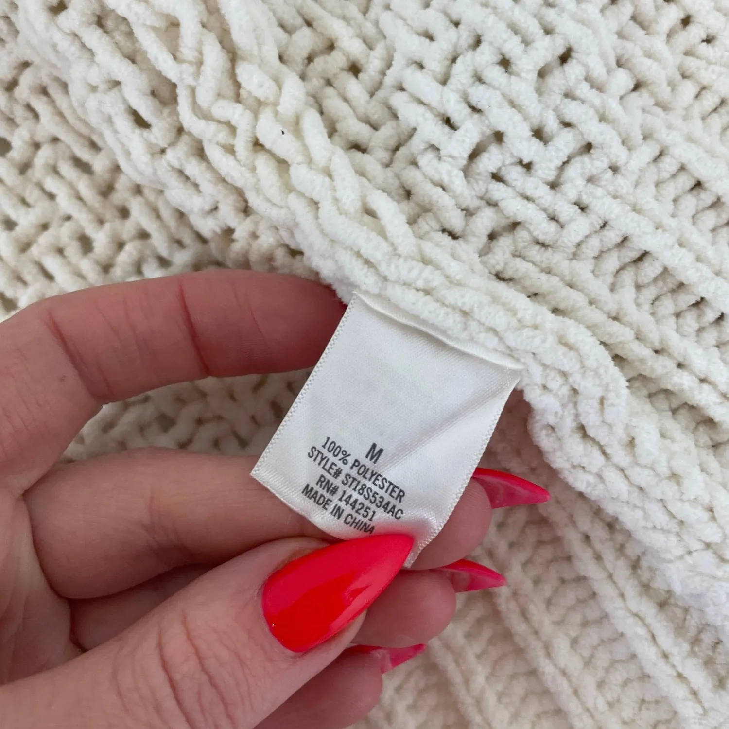 Harper Heritage Women Ivory Polyester Open Cardigan Sweater Size M - Image 4