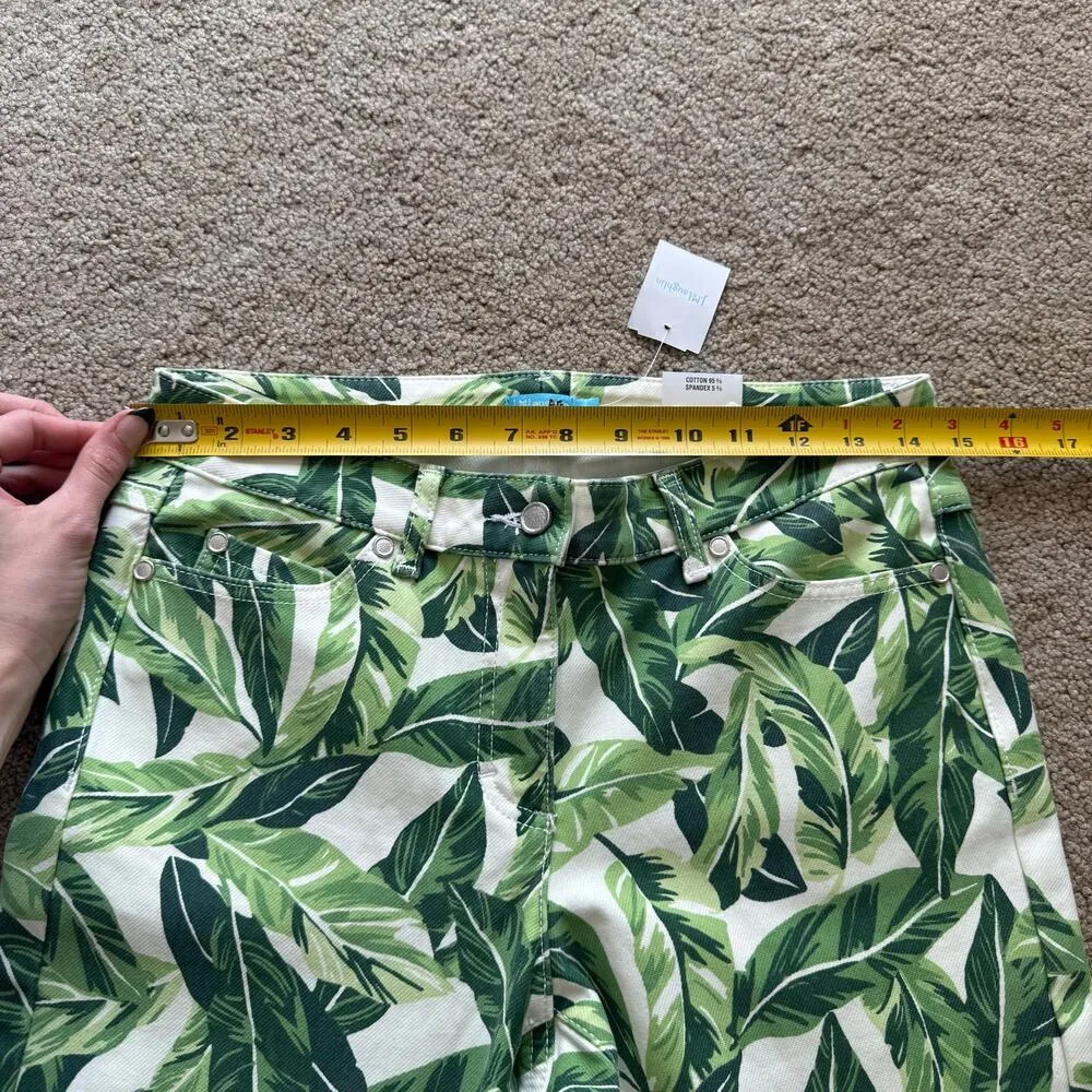 NWT J. McLaughlin Women’s 4 Off White/ Green Queen Palm Denim Jeans Cotton Blend - Image 5