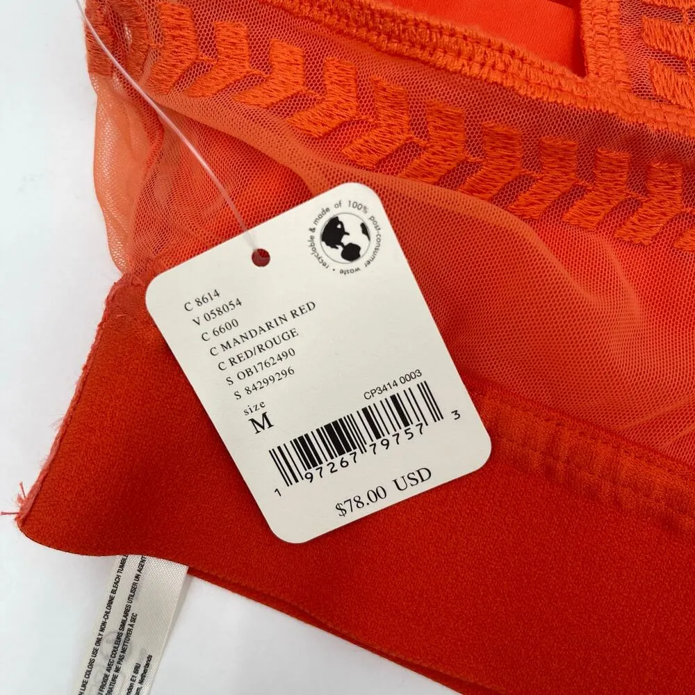 FREE PEOPLE MOVEMENT Desert Renegade Sports Bra Medium Lace Mandarin Red Orange - Image 6