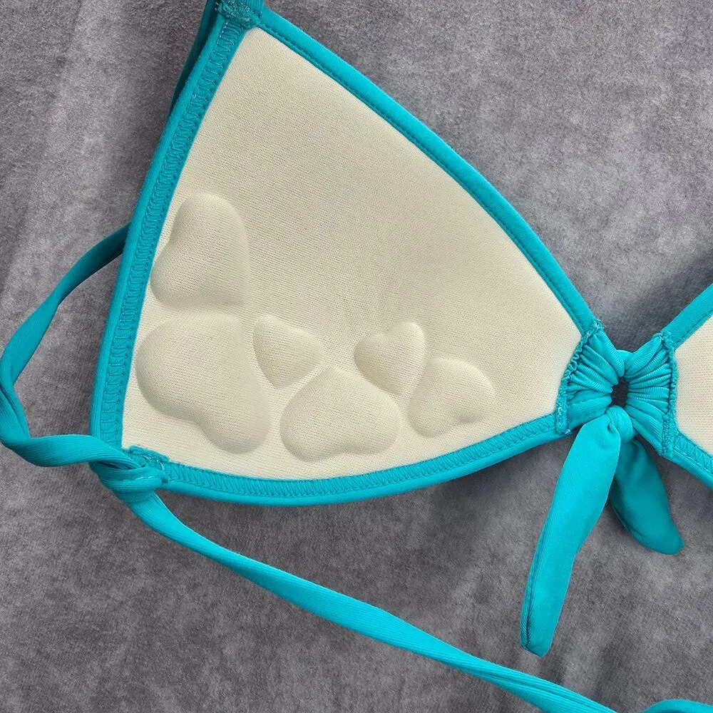 B Swim Blue Padded Tie Swimwear Swimsuit Bikini Top Small - Image 7