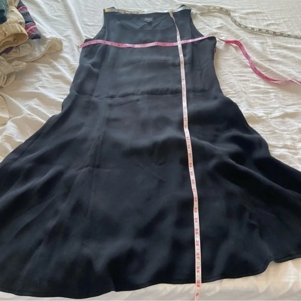 Eileen Fisher Black Sleeveless Pleated Shift Dress Scoop Neck Medium - Image 10