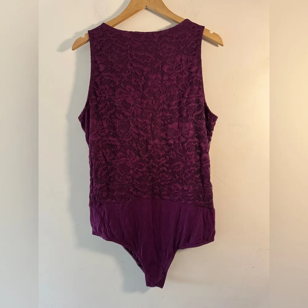 Torrid Purple Floral Lace Corset Seamed Lace-Up Bodysuit - Image 7