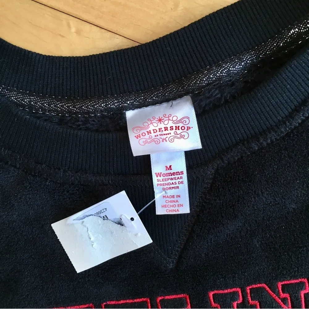 Wondershop “Feeling Festive” Fuzzy Fleece Sleep Lounge Top, Black, Red, Size M Black Size M - Image 7