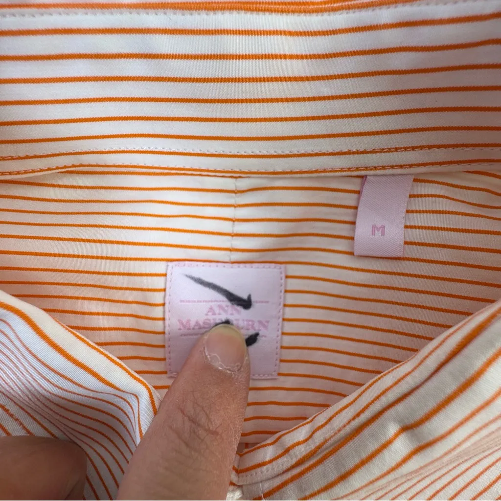 Ann Mashburn Orange White Striped Cotton Popover Shirt Blouse USA - Image 9