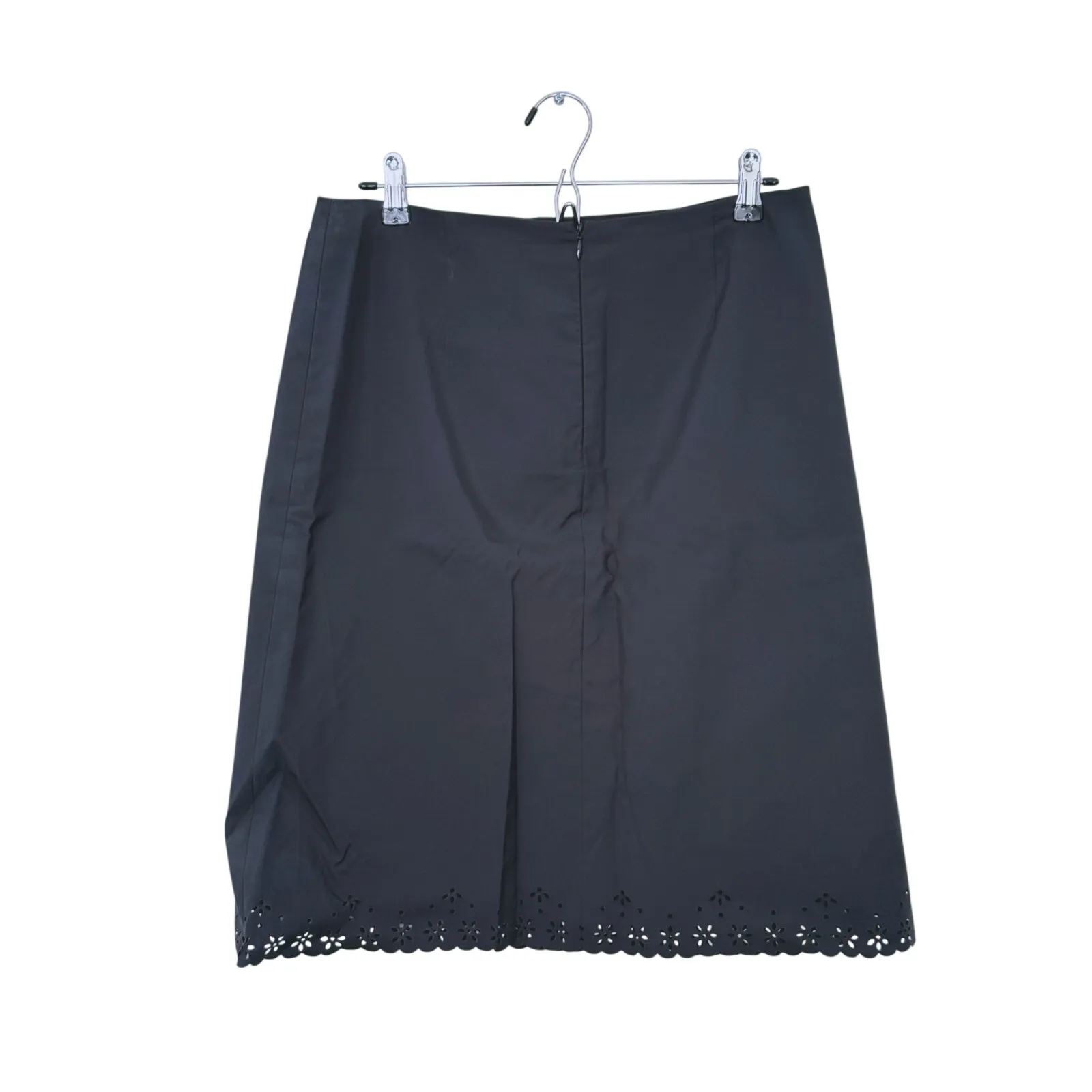 Paule Ka Quiet Luxury Laser Cut Floral Hem Skirt 10 Black Career Minimal Classic - Image 3