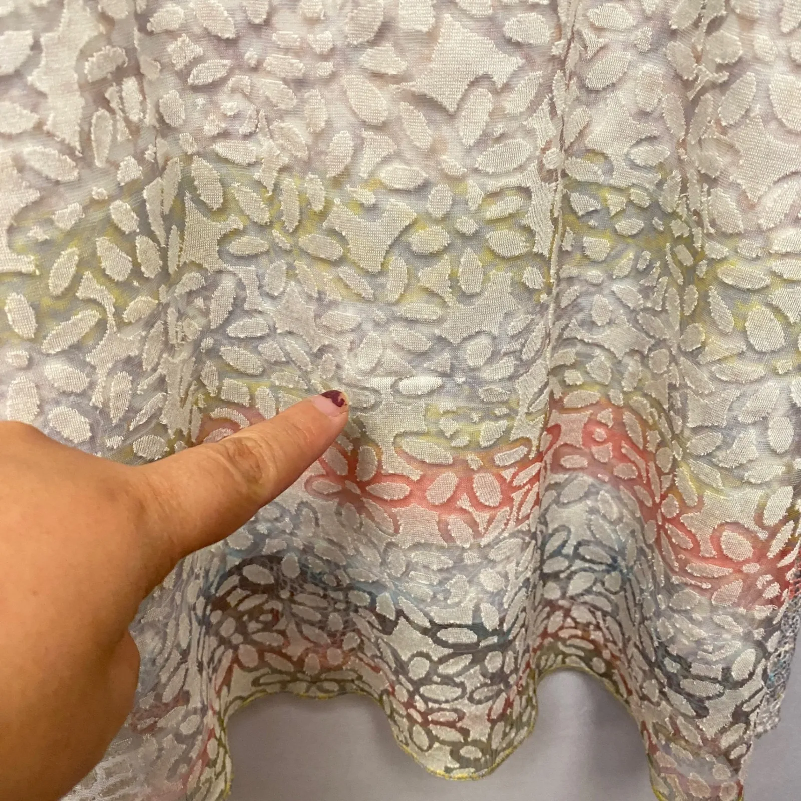 Ali Miles XL Women XL 3/4 Sleeve Tunic Top Pastel Striped Lace Mesh Net Artsy Blue - Image 10