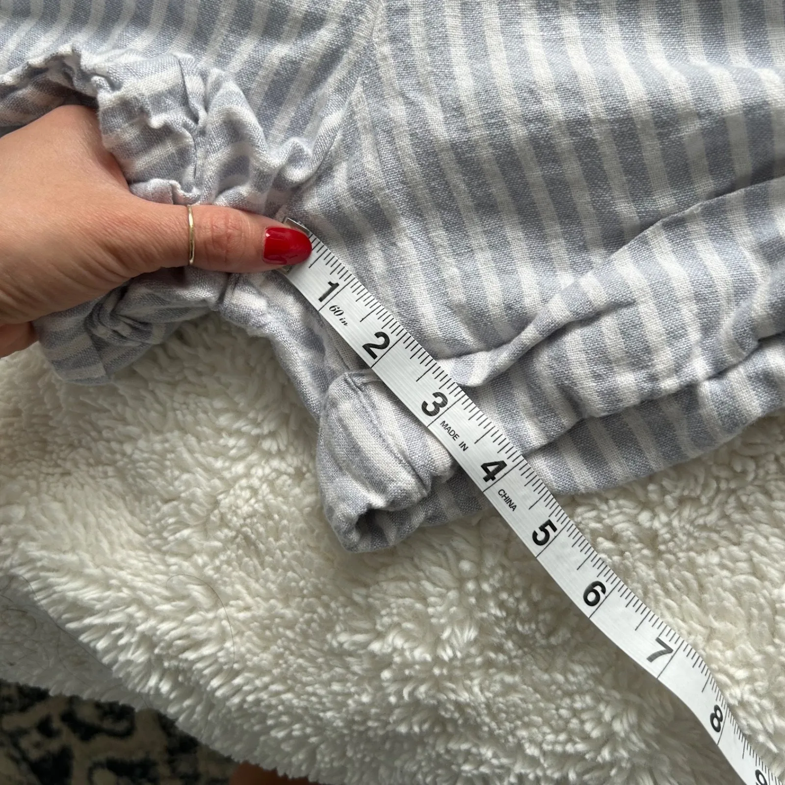 Abercrombie & Fitch Linen / Cotton Paperboy Stripped Shorts‎ White/ Blue Sz M Size M - Image 5