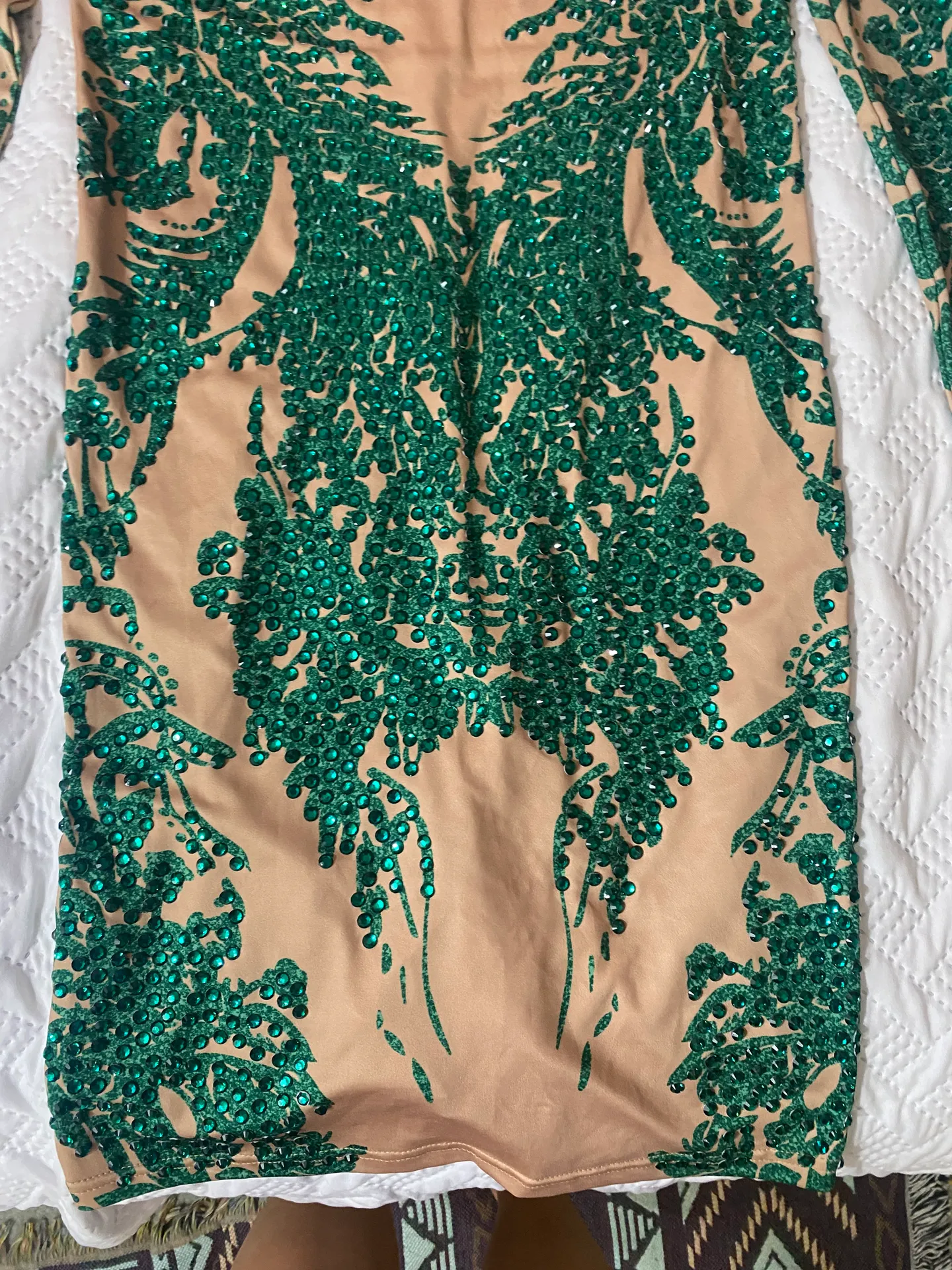 Green Sexy Jeweled Bodycon Costume Dress Size L - Image 5