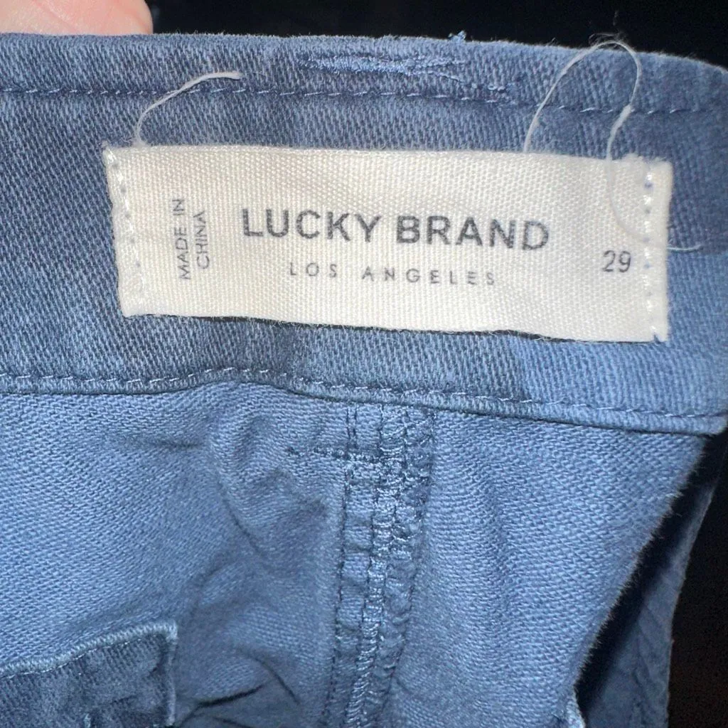 Lucky Brand blue camo 4/29 denim raw hem cutoff shorts - Image 3