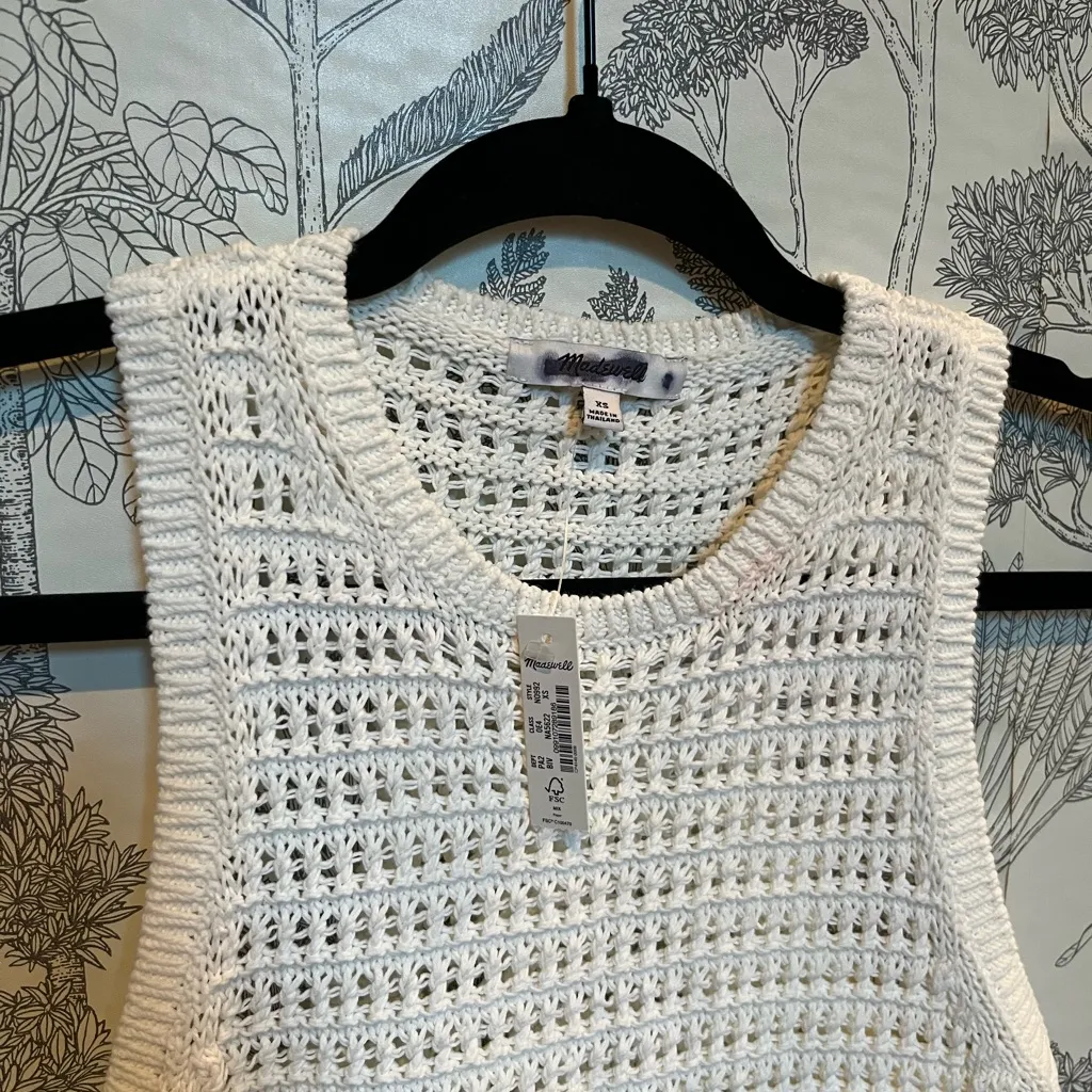 Madewell Women's top Crochet Open Knit Sweater tank Sz xs - Image 5