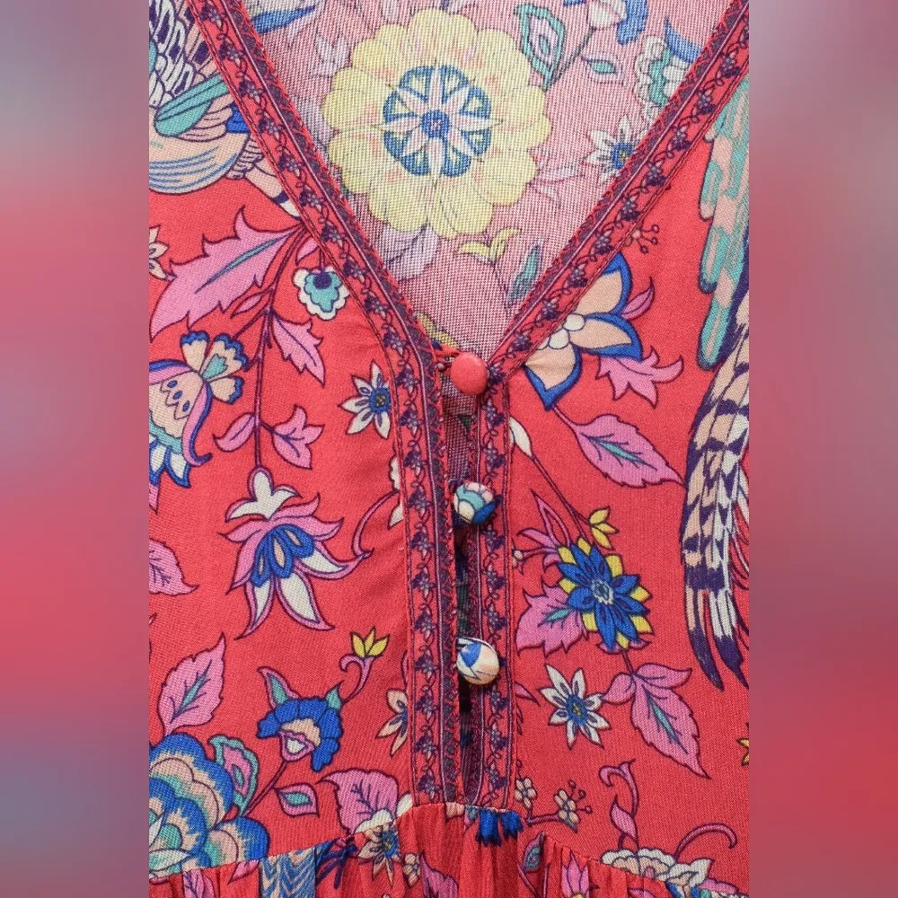 Spell Pink Floral Mini Dress Size XS - Image 7