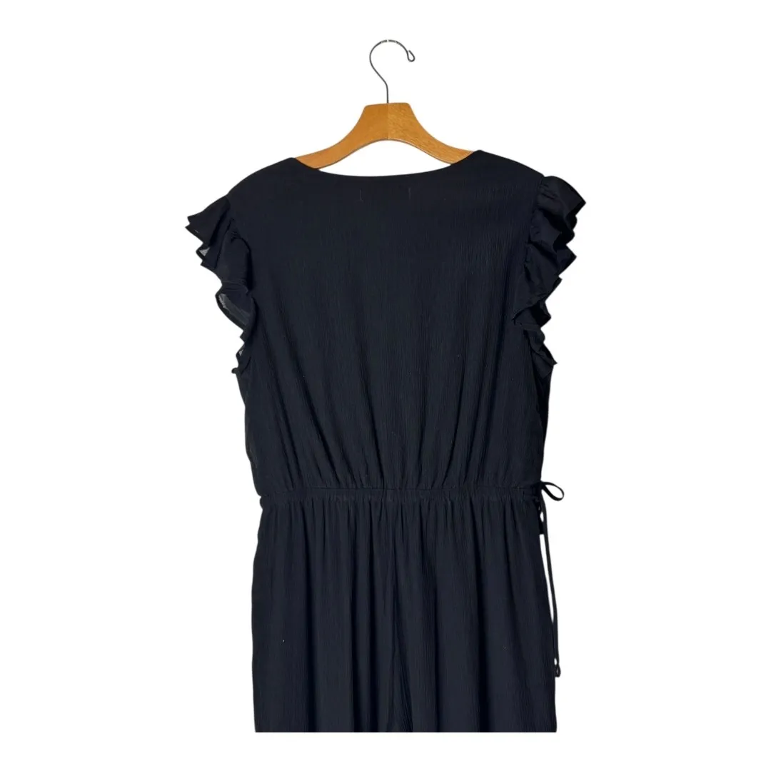 Tommy Bahama Jumpsuit Women Small Black Oasis Waves Gauze Cropped Wide Leg Beach - Image 8