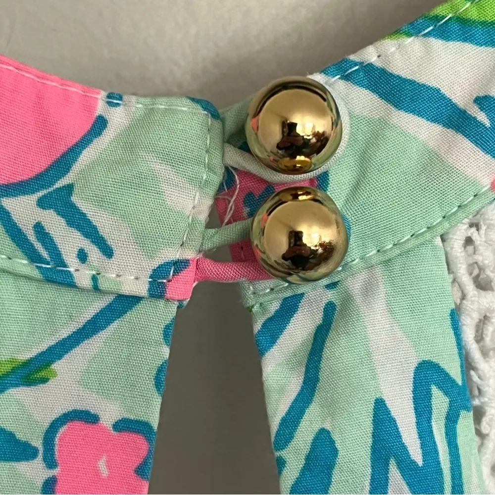 Lilly Pulitzer Zo Sand Bar Blu Splish Splash Floral Print A Line Mini Dress Sz 0 - Image 10